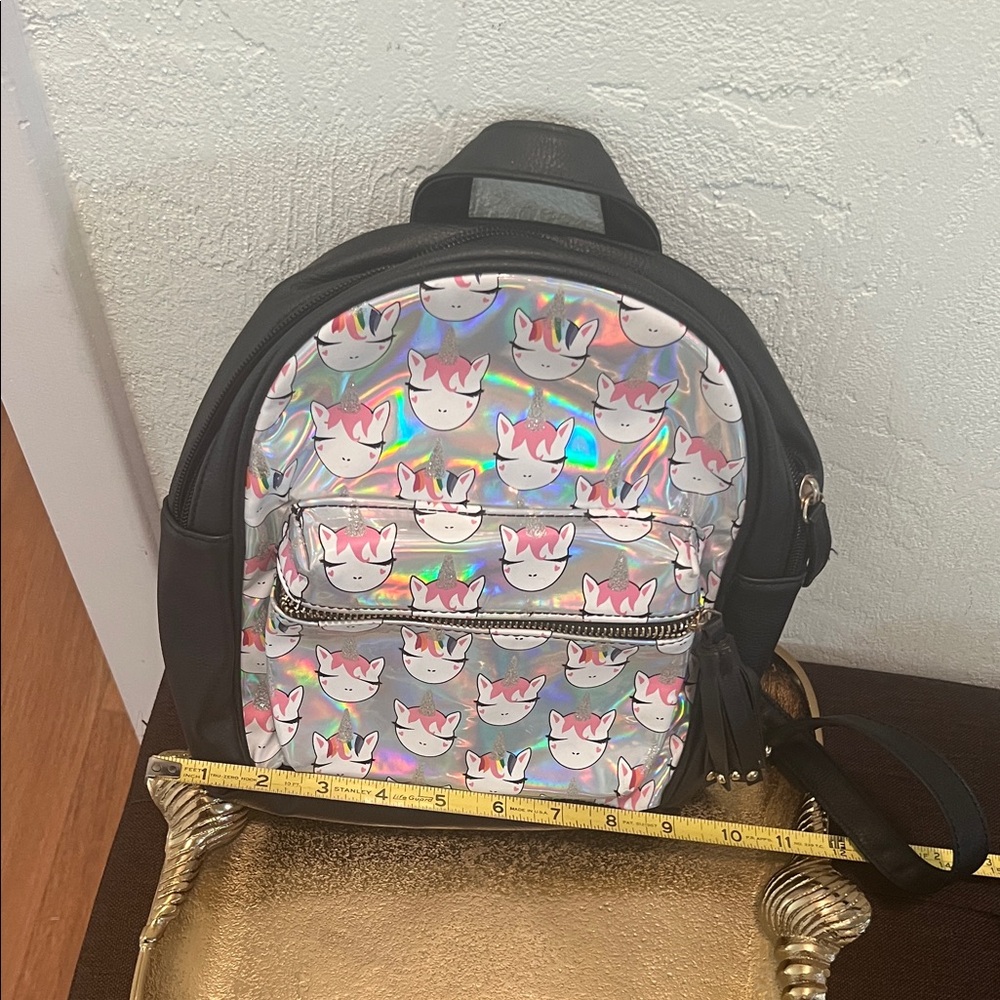 #1604+ Holographic Unicorn Mini Backpack - Pink & Iridescent - Picture 7 of 11